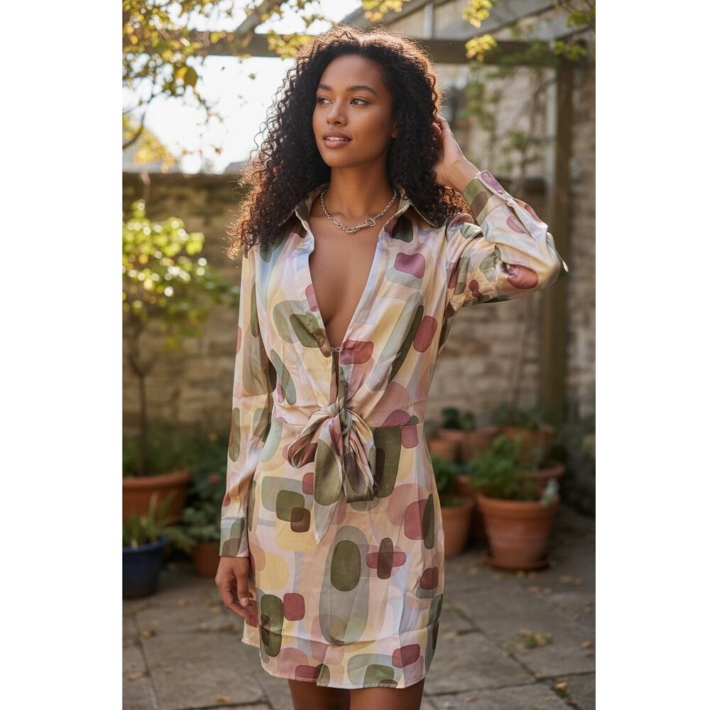 FORE Women's Sage Multicolor Dress 100% Polyester Casual Boho